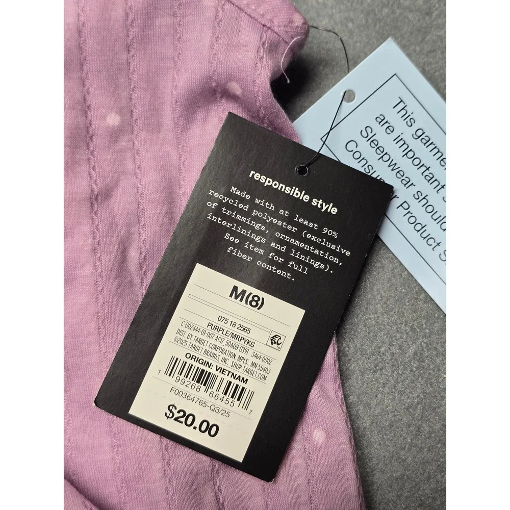 Art Class Girls Purple Polka Dot Ribbed 2-Piece Pajama Set Camisole Pants M 8